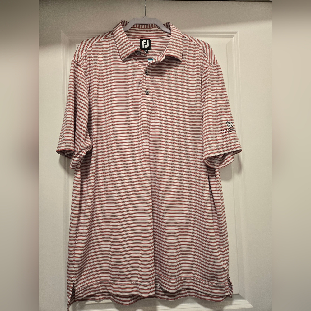 FootJoy Men's Polo Shirt Red Striped Short Sleeve Collared Golf - Size XL